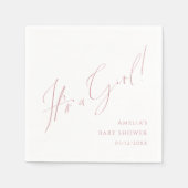 バラお洒落スクリプト女の子の赤ちゃんシャワー スタンダードカクテルナプキン (正面)