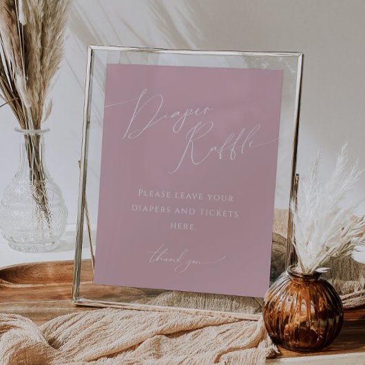 バラお洒落ピンクおむつラッフルベビーシャワーサイン ポスター