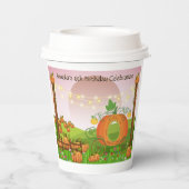 バラお洒落ピンクスカイパンプキンキャリッジ誕生日 紙コップ (裏面)