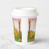 バラお洒落ピンクスカイパンプキンキャリッジ誕生日 紙コップ (右)