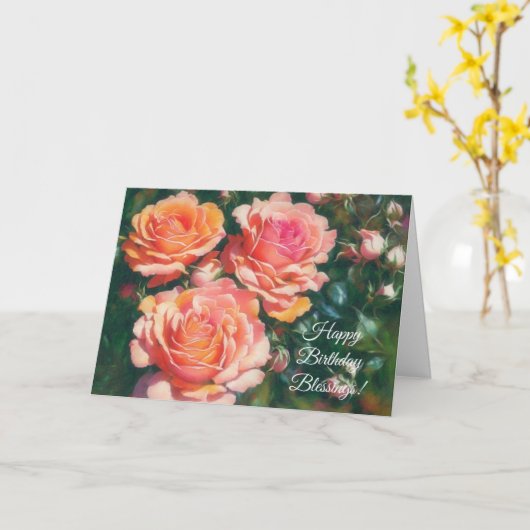 バラかわいらしアート信仰誕生日カード カード (黄色い花)