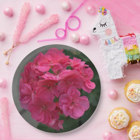 バラかわいらしゼラニウムフローラ ペーパープレート (パーティー)