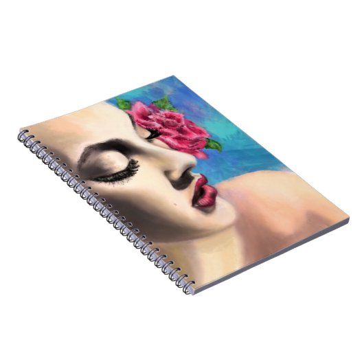 バラかわいらしノート付き女性 ノートブック (右側)