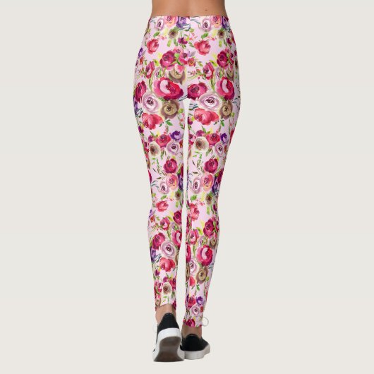バラかわいらしピンクシック水カラー牡丹フローラ レギンス (裏面)