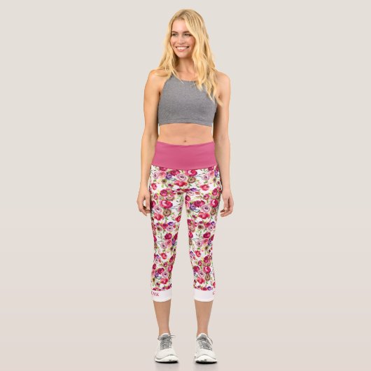 バラかわいらしピンクフローラシックモガーリーノグラム カプリレギンス (正面)