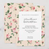 バラかわいらしフローラピンクピーチクリームズ結婚ーズ 招待状 (正面/裏面)