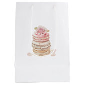 バラかわいらしフローラピンクピーチクリームブライダルシャワー ミディアムペーパーバッグ (裏面)