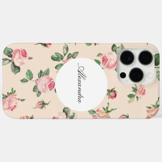 バラかわいらしフローラピンクピーチクリーム Case-Mate iPhoneケース (裏面 (横))