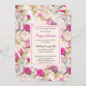 バラかわいらしブライダルシャワー招待 招待状 (正面/裏面)