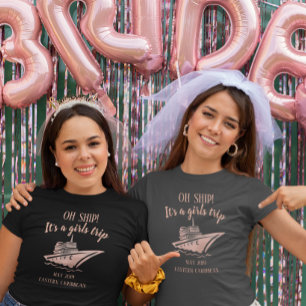 バラかわいらし金ゴールドクルーズシップ女子トリップグループ Tシャツ