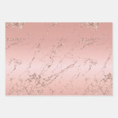 バラかわいらし金ゴールドグリッターストリークス ラッピングペーパーシート (正面)