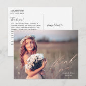 バラかわいらし金ゴールドスクリプト写真卒業ありがとう ポストカード (正面/裏面)