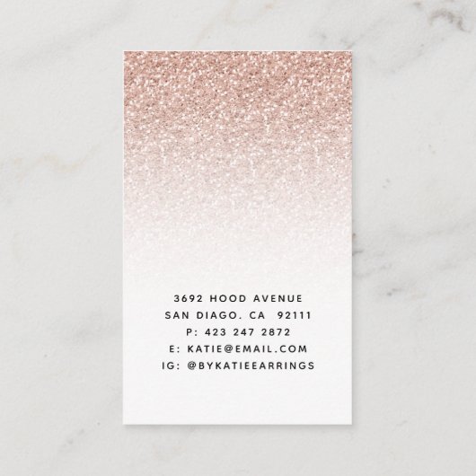 バラかわいらし金ゴールドフェイクグリッターイヤリング表示カード 名刺 (裏面)