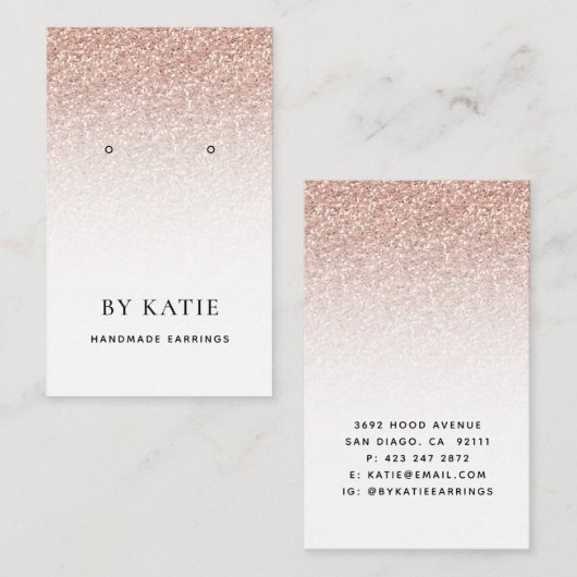 バラかわいらし金ゴールドフェイクグリッターイヤリング表示カード 名刺 (正面/裏面)