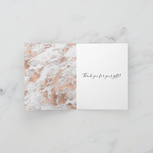 バラかわいらし金ゴールドホワイトグリジー大理石ありがとう カード (内部)