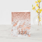 バラかわいらし金ゴールドホワイトグリジー大理石ありがとう カード (黄色い花)