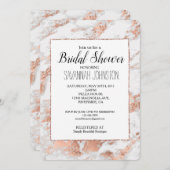 バラかわいらし金ゴールドホワイトグリジー大理石ブライダルシャワー 招待状 (正面/裏面)