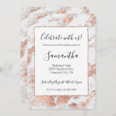 バラかわいらし金ゴールドホワイトグリジー大理石誕生日 招待状 (正面/裏面)