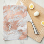 バラかわいらし金ゴールドホワイトグリジー大理石 キッチンタオル (四つ折り)