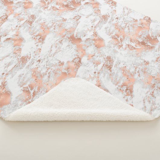バラかわいらし金ゴールドホワイトグリジー大理石 シェルパブランケット (3/4)