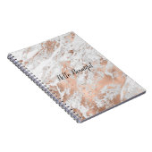 バラかわいらし金ゴールドホワイトグリジー大理石 ノートブック (右側)