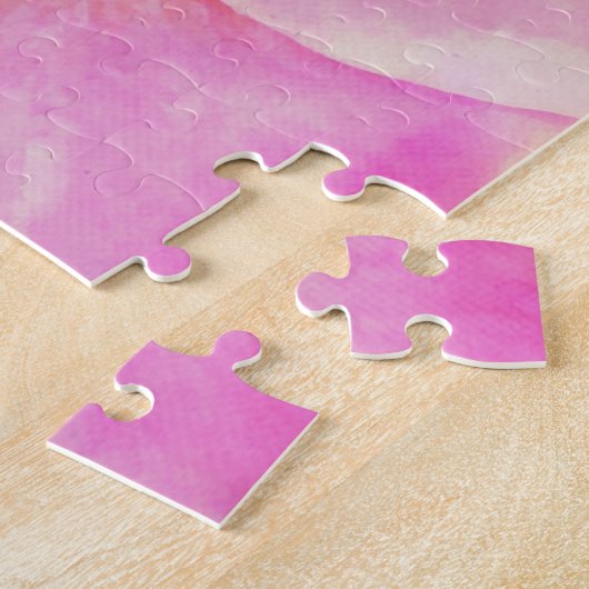 バラかわいらし金ゴールド及びピンクフラワーパズル ジグソーパズル (側面)
