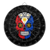 バラが付いているフィリピンの旗の砂糖のスカル ダーツボード (正面)