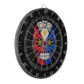 バラが付いているフィリピンの旗の砂糖のスカル ダーツボード (正面左)