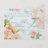 バラが付いているフランスのな花のヴィンテージの郵便はがき ポストカード (正面)