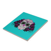 バラが付いている死んだ砂糖のスカルの日 タイル (側面)