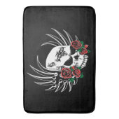 バラが付いている種族のスカル バスマット (正面縦)