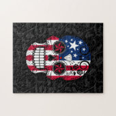 バラが付いている米国旗の砂糖のスカル ジグソーパズル (横)