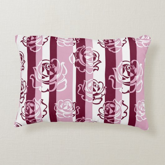 バラが付いている縞模様 アクセントクッション (裏面)