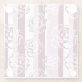 バラが付いている縞模様 ガラスコースター (裏面)