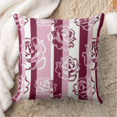 バラが付いている縞模様 クッション (ブランケット)