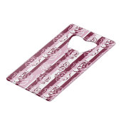 バラが付いている縞模様 クレジットカード栓抜き (正面アングル)