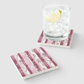 バラが付いている縞模様 ストーンコースター (横)