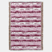 バラが付いている縞模様 スローブランケット (正面縦)