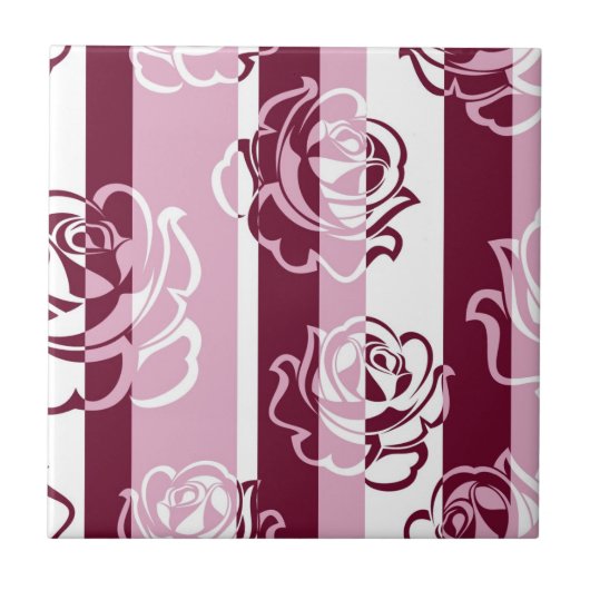 バラが付いている縞模様 タイル (正面)