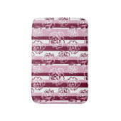 バラが付いている縞模様 バスマット (正面縦)