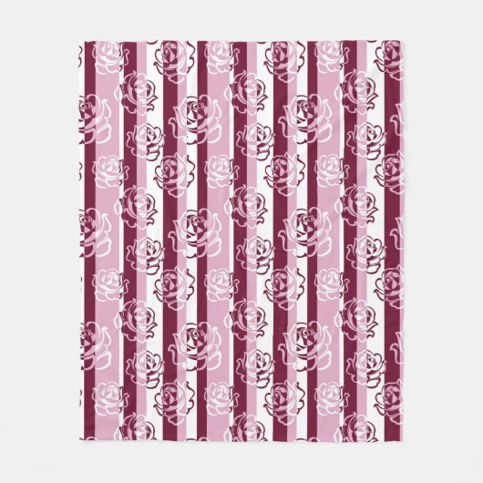 バラが付いている縞模様 フリースブランケット (正面)