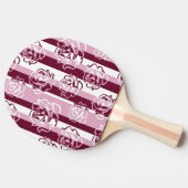 バラが付いている縞模様 卓球ラケット (横)