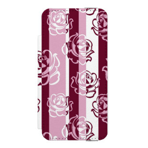 バラが付いている縞模様 iPhone SE/5/5sウォレットケース