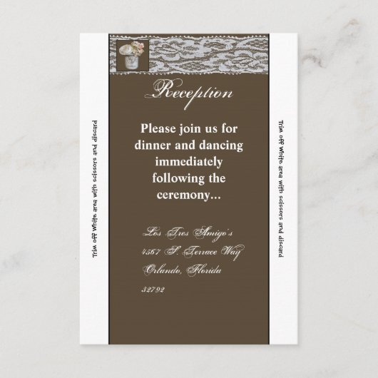 バラが付いている3.5x7披露宴カードメーソンジャー エンクロージャーカード (正面)