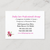 バラが思い出す美しい介護プロフェッショナル 名刺 (裏面)