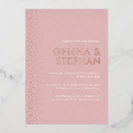 バラきらめくフォイル結婚式招待状カード 箔招待状