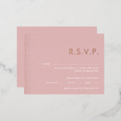 バラきらめくフォイル結婚式RSVPはがき 箔シーズンポストカード (正面/裏面)