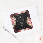 バラきらめく赤い黒の製品ラベルのロゴ スクエアシール (封筒)