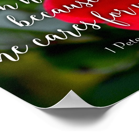 バラすべての不安をキリスト教の聖書の聖句をキャスト ポスター (角)