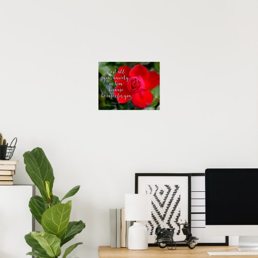 バラすべての不安をキリスト教の聖書の聖句をキャスト ポスター (ホームオフィス)